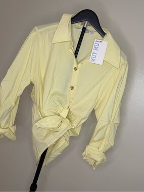Muy Muy Yellow Tie-Front Blouse